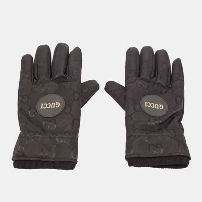 Pre-owned Gucci Black Gg Nylon Off The Grid Gloves M (9/21.5cm)