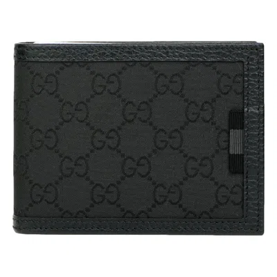 Pre-owned Gucci Black Gg Nylon Web Bifold Wallet