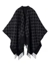 Gucci Black Gg-pattern Fringed Poncho In Black