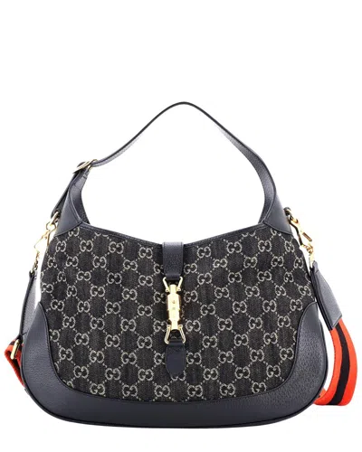 Gucci Black Gg Print Denim Canvas Jackie 1961 Hobo, Never Carried (authentic  Pre-loved)