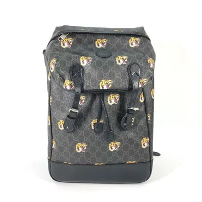 Pre-owned Gucci Black Gg Supreme Backpack ()