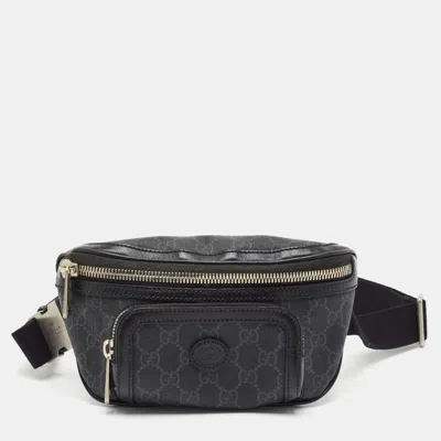 Pre-owned Gucci Black Gg Supreme Canvas And Leather Belt Bag