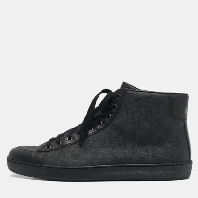 Pre-owned Gucci Black Gg Supreme Canvas And Leather Brooklyn Sneakers Size 44