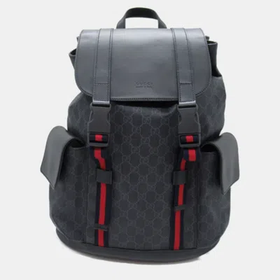 Pre-owned Gucci Black Gg Supreme Canvas Backpack