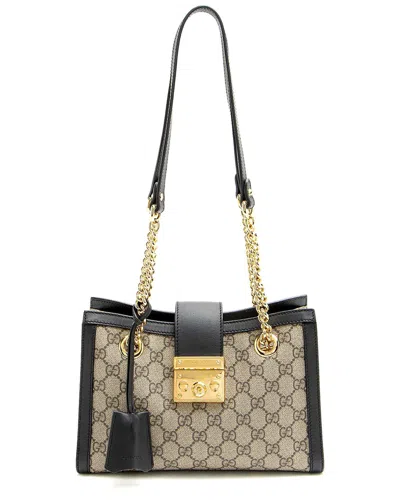 Gucci Black Gg Supreme Canvas Padlock Chain Small Shoulder Bag (authentic Pre-loved)