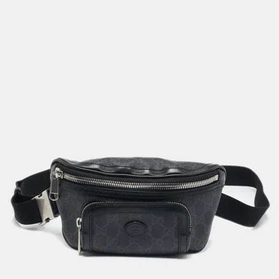 Pre-owned Gucci Black Gg Supreme Canvas Small Interlocking G Belt Bag