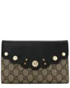 Gucci Black Gg Supreme Coated Canvas Monogram Mini Peony Pearly Clutch  (authentic Pre-loved) In Multi