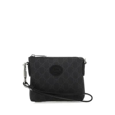 Gucci Black Gg Supreme Fabric Clutch