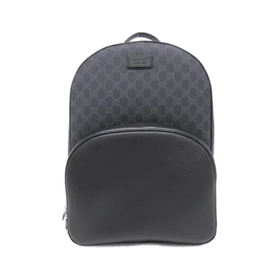 Pre-owned Gucci Black Gg Supreme Leather Backpack ()
