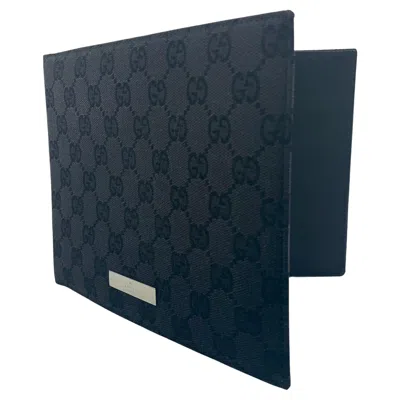 Pre-owned Gucci Black Gg Supreme Leather, Canvas Monogram Bi-fold Picture Frame