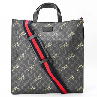 Pre-owned Gucci Black Gg Supreme Leather Shoulder Bag Tote Bag ()