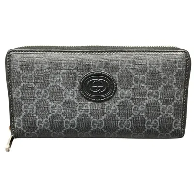 Pre-owned Gucci Black Gg Supreme Long Wallet (bi-fold) ()