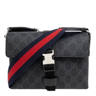 Gucci Black Gg Supreme Mini Bag In Red