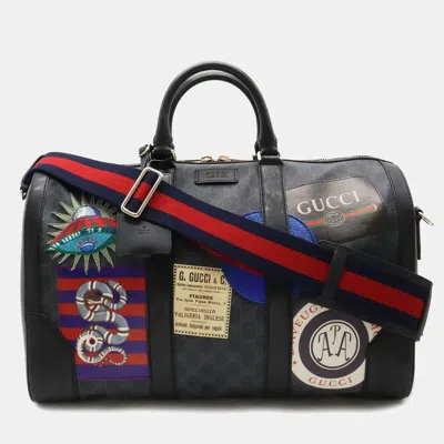Pre-owned Gucci Black Gg Supreme Monogram Duffle Bag
