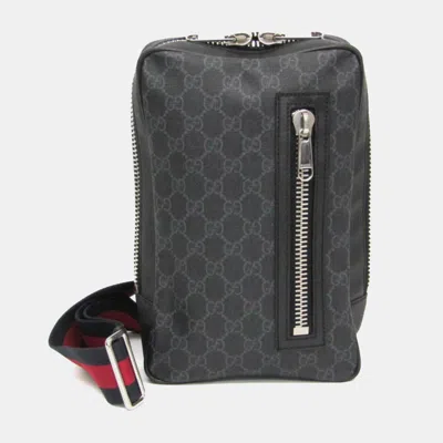 Pre-owned Gucci Gg Supreme Sling Bag Black