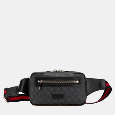 Pre-owned Gucci Black Gg Supreme Web Belt Bag