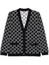 Gucci Black Reversible Cardigan With V Neck In Gg Canvas Woman In Black