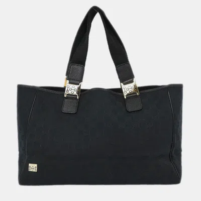 Pre-owned Gucci Black Gg Tote Bag