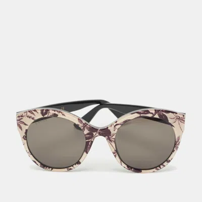 Pre-owned Gucci Black Gg0028s Printed Cat Eye Sunglasses