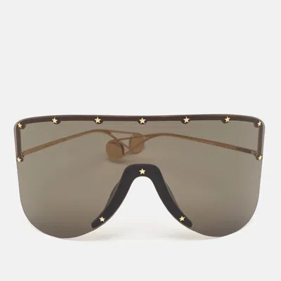 Pre-owned Gucci Black Gg0541s Star Mark Shield Sunglasses