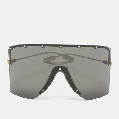 Pre-owned Gucci Black Gg1244s Studded Shield Sunglasses