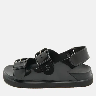 Pre-owned Gucci Black Glossy Rubber Double G Buckle Flat Sandals Size 37