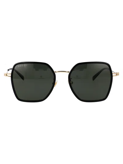 Gucci Black-gold-grey Acetate Sunglasses In Green