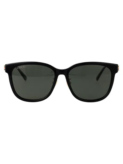 Gucci Black-gold-grey Recycled Acetate Sunglasses In Green