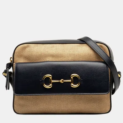 Pre-owned Gucci Black Gold Horsebit 1955 Flap Pocket Camera Bag