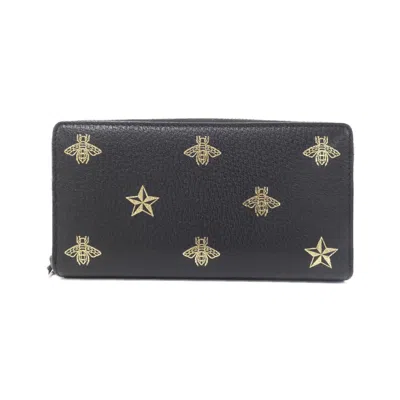 Pre-owned Gucci Black Gold Leather Long Wallet (bi-fold) () In Multi