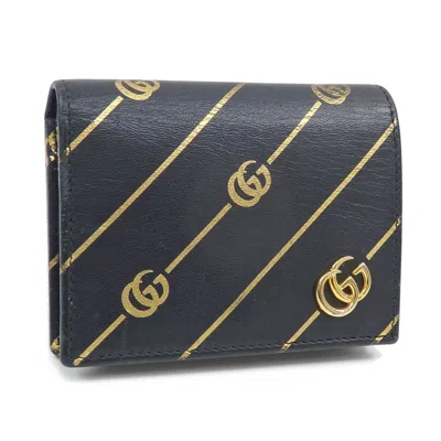 Pre-owned Gucci Black Gold Leather Wallet (bi-fold) () In Multi