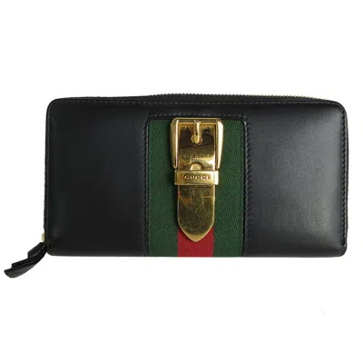 Pre-owned Gucci Black Gold Metal Leather Coin Purse/coin Case () In Black, Gold