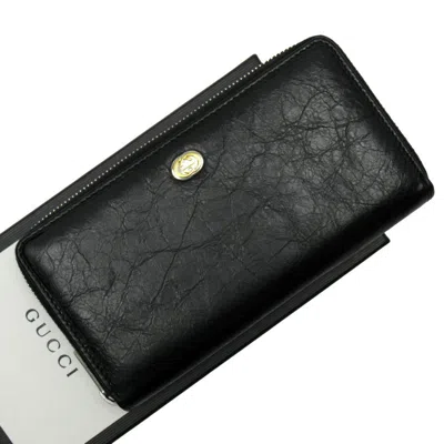Pre-owned Gucci Black Gold Silver Leather Long Wallet (bi-fold) () In Black, Gold, Silver