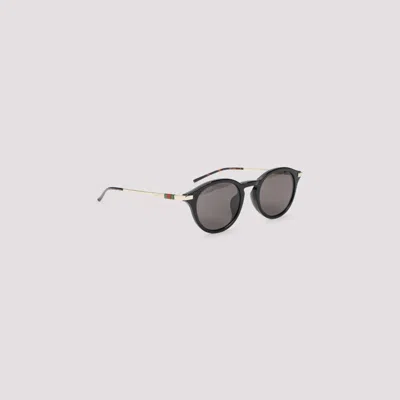 Gucci Rounded Frame Black Sunglasses With Metal Accents
