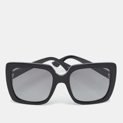 Pre-owned Gucci Black Gradient Gg0418s Logo Crystals Square Sunglasses