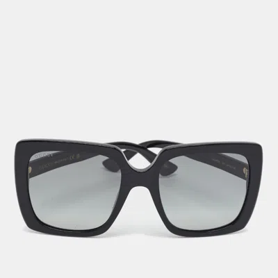 Pre-owned Gucci Black Gradient Gg0418s Logo Crystals Square Sunglasses