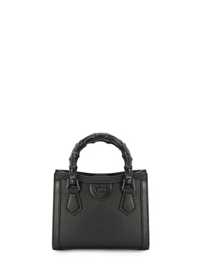 Gucci Black Grained Leather Diana Mini Handbag For Women