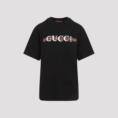 GUCCI WOMEN BLACK GRAPHIC LOGO T-SHIRT, S LUXURY T-SHIRTS FOR WOMEN DARVEYS