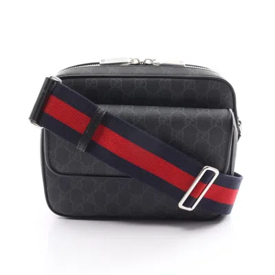Pre-owned Gucci Black Gray Coated Canvas Shoulder Bag ()