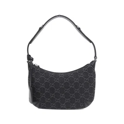 Pre-owned Gucci Black Gray Denim Shoulder Bag ()