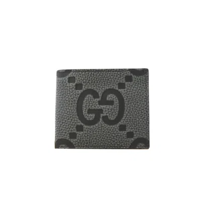 Pre-owned Gucci Black Gray Gg Leather Wallet (bi-fold) () In Multi