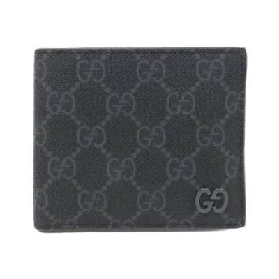 Pre-owned Gucci Black Gray Gg Supreme Canvas Bill Wallet (bi-fold) () In Multi