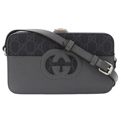 Pre-owned Gucci Black Gray Gg Supreme Canvas Shoulder Bag () In Multi