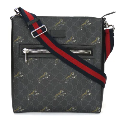 Pre-owned Gucci Black Gray Gg Supreme Shoulder Bag ()