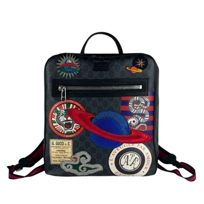 Pre-owned Gucci Black Gray Multi-color Gg Supreme Backpack () In Black, Gray, Multi-color