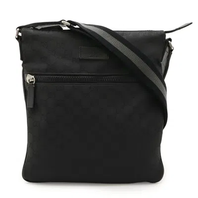 Pre-owned Gucci Black Gray Nylon Leather Shoulder Bag () In Multi