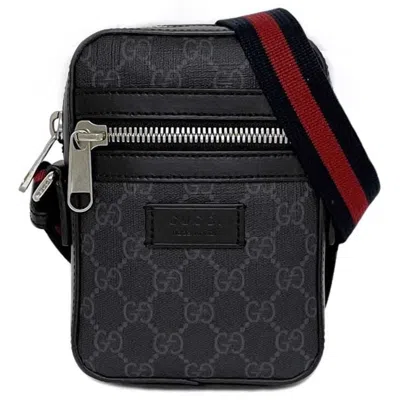 Pre-owned Gucci Black Gray Pvc Leather Pochette Shoulder Bag () In Black, Gray