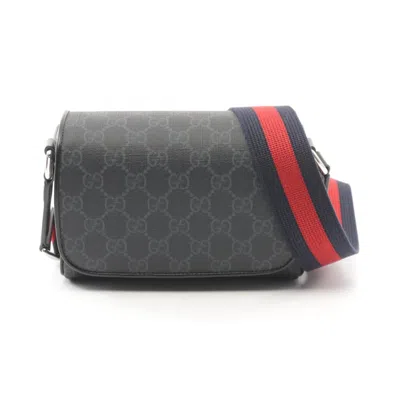 Pre-owned Gucci Black Gray Pvc Leather Shoulder Bag ()