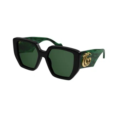 GUCCI GUCCI BLACK GREEN ACETATE SUNGLASSES