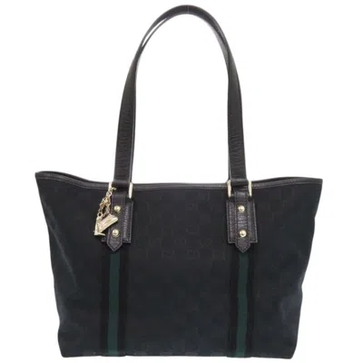 Pre-owned Gucci Black Green Canvas Tote Bag () In Multi